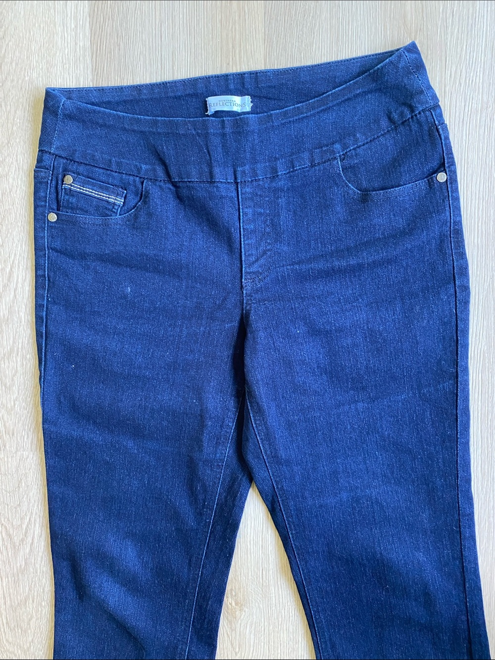Northern Reflections Pull-On Stretch Ankle Jeans Dark Mid Rise Slim Straight - Picture 3 of 11